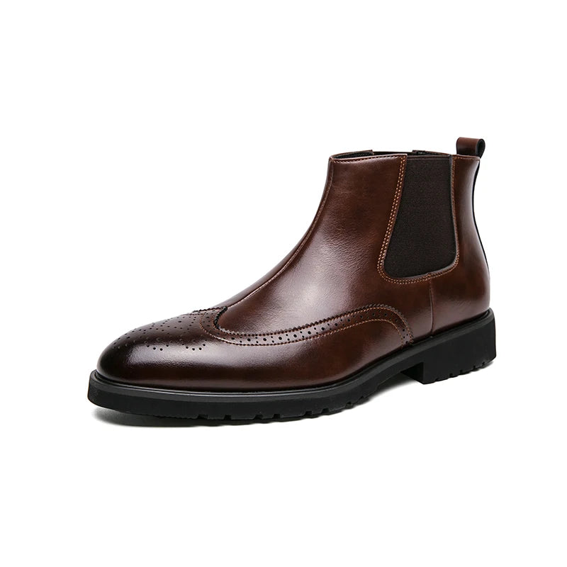Bottes Chelsea Homme Cuir Premium - Brogue Oxford Business | 38-46