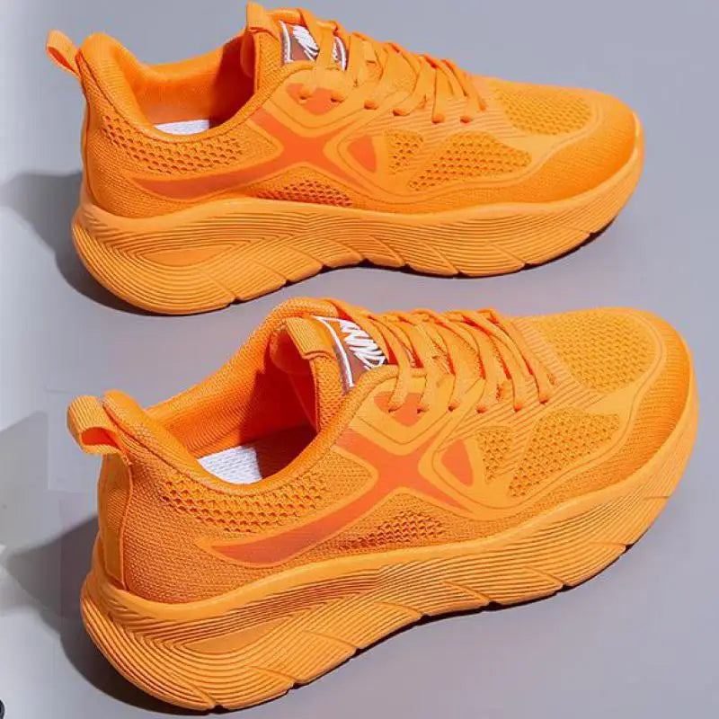 Sneakers Plateforme Femme Orange - Mesh Respirant | Printemps Été 2025