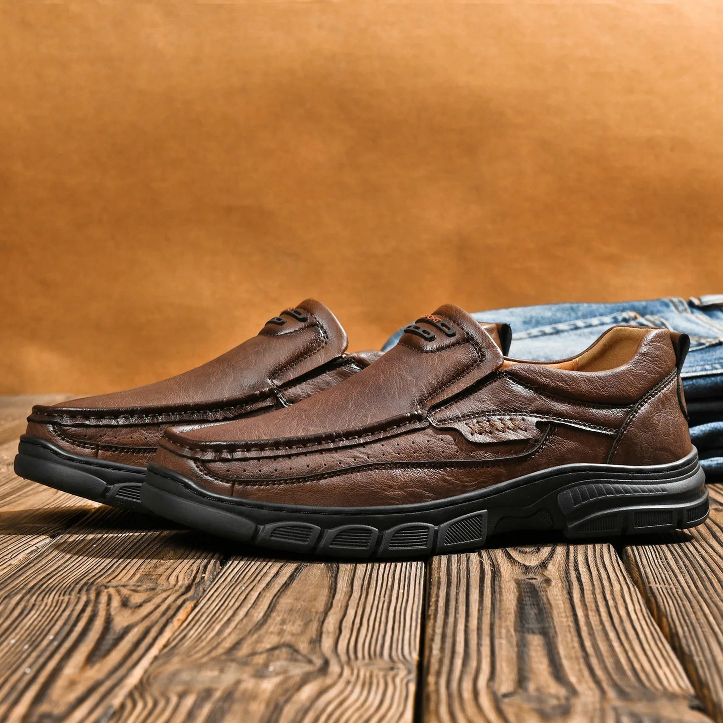 Mocassins Homme Cuir Respirants - Semelle Épaisse Confort | Été Casual