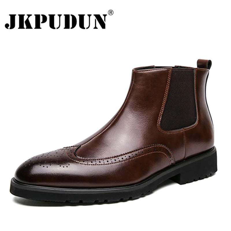 Bottes Chelsea Homme Cuir Premium - Brogue Oxford Business | 38-46