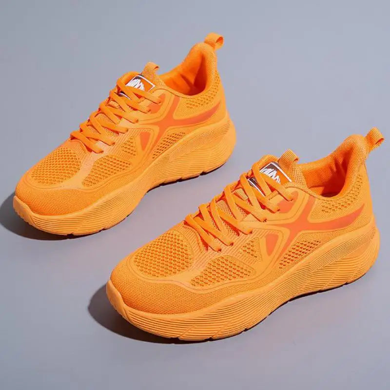 Sneakers Plateforme Femme Orange - Mesh Respirant | Printemps Été 2025