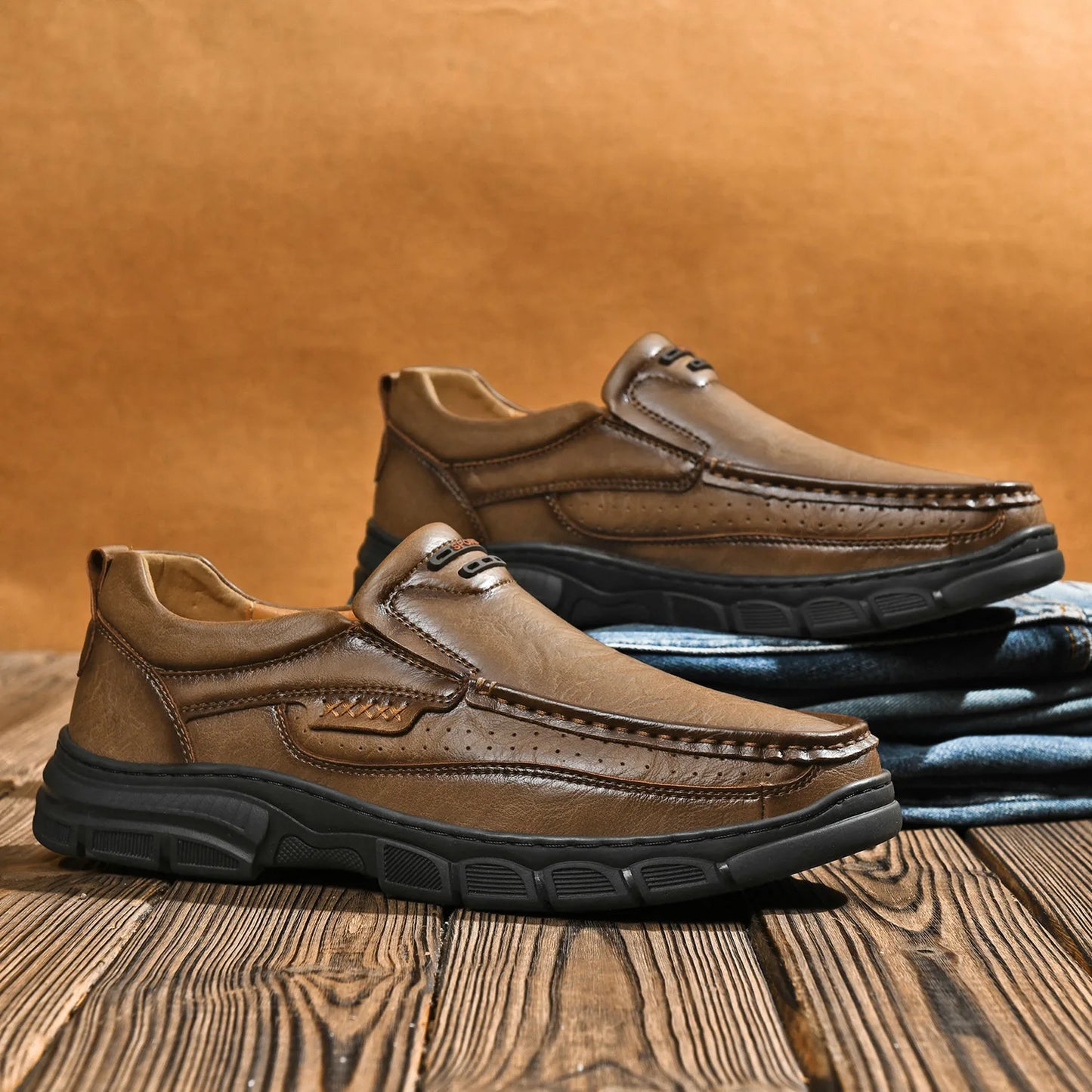 Mocassins Homme Cuir Respirants - Semelle Épaisse Confort | Été Casual