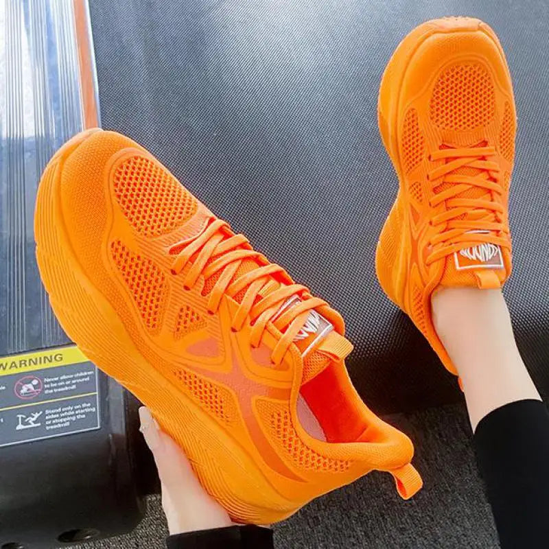 Sneakers Plateforme Femme Orange - Mesh Respirant | Printemps Été 2025