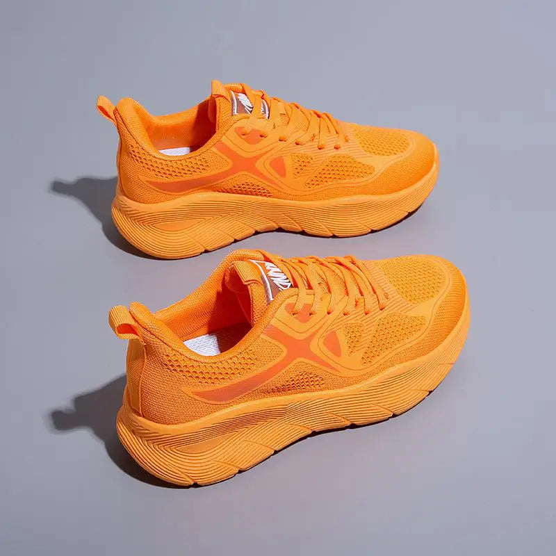 Sneakers Plateforme Femme Orange - Mesh Respirant | Printemps Été 2025